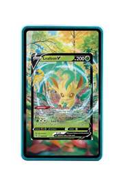 Pokémon TCG Leafeon V Sword & Shield - Evolving Skies #007/203 Magnetic Card Holder Blue frame with matching extended artwork