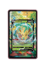 Pokémon TCG Leafeon V Sword & Shield - Evolving Skies #007/203 Magnetic Card Holder Pink frame with matching extended artwork
