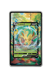 Pokémon TCG Leafeon V Sword & Shield - Evolving Skies #007/203 Magnetic Card Holder Silver frame with matching extended artwork