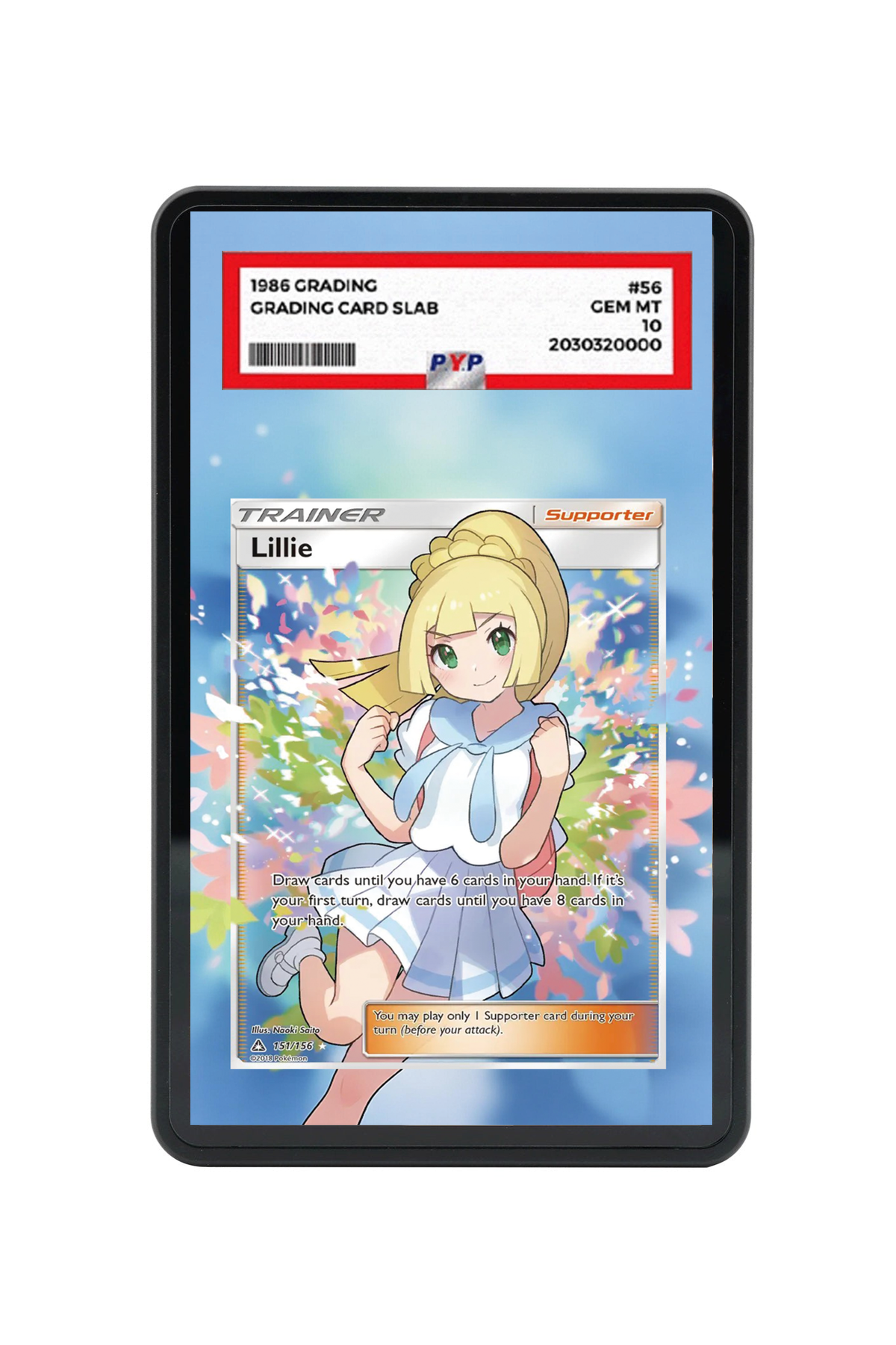 Lillie Ultra Prism #151/156 PSA Grade Case with matching extended artwork