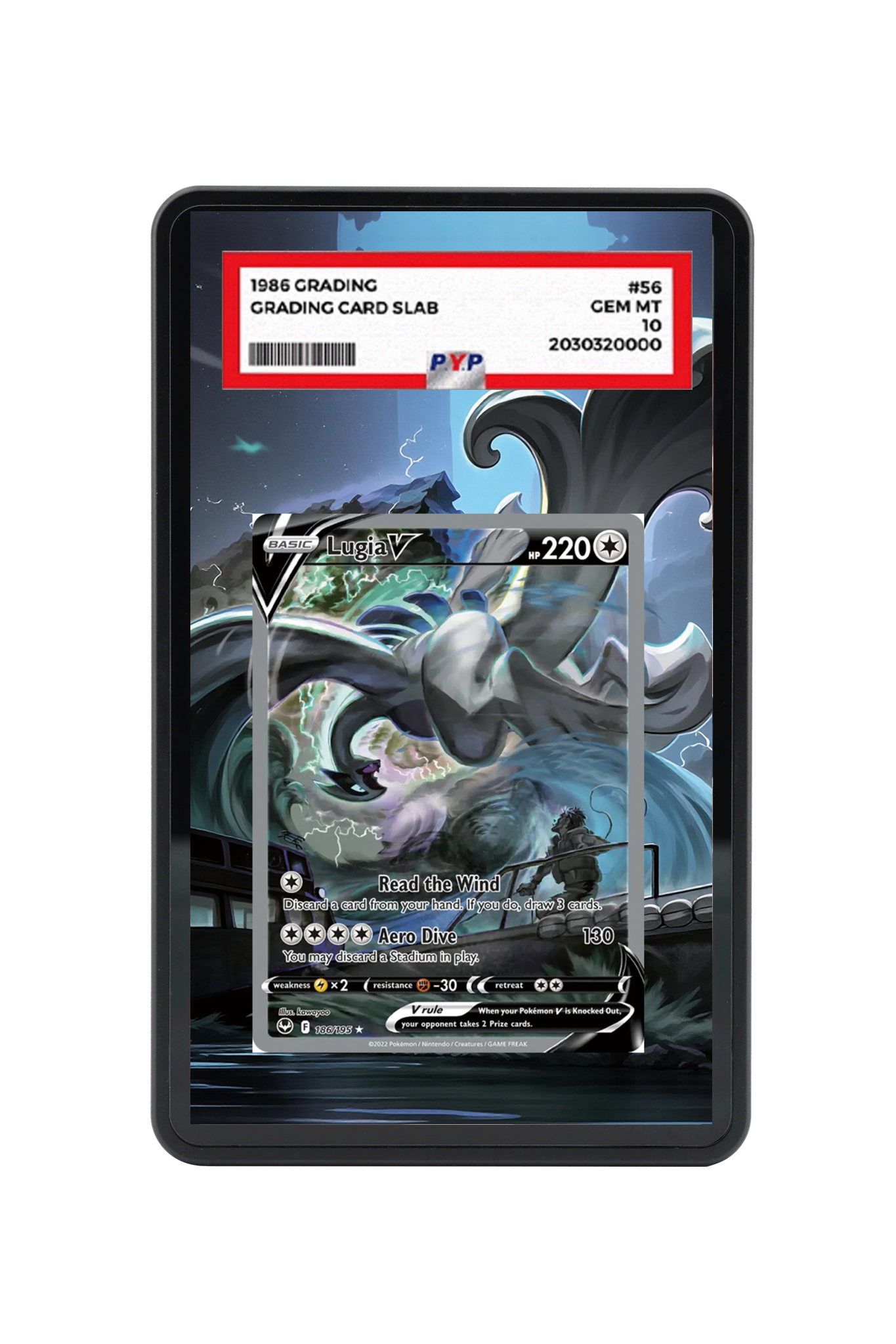 Lugia V Silver Tempest #186/195 PSA Grade Case with matching extended artwork