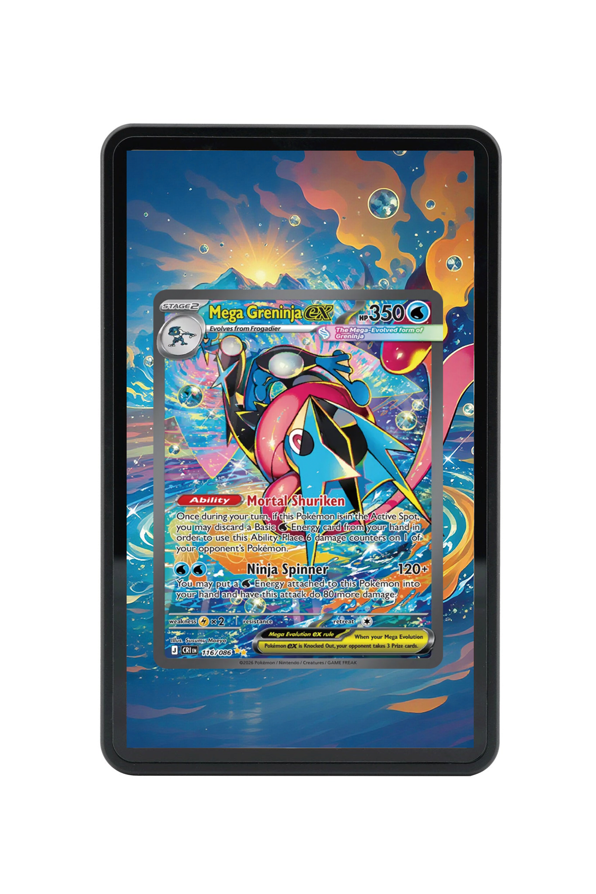 Mega Greninja ex Chaos Rising #116/086 Magnetic Card Holder with matching extended artwork