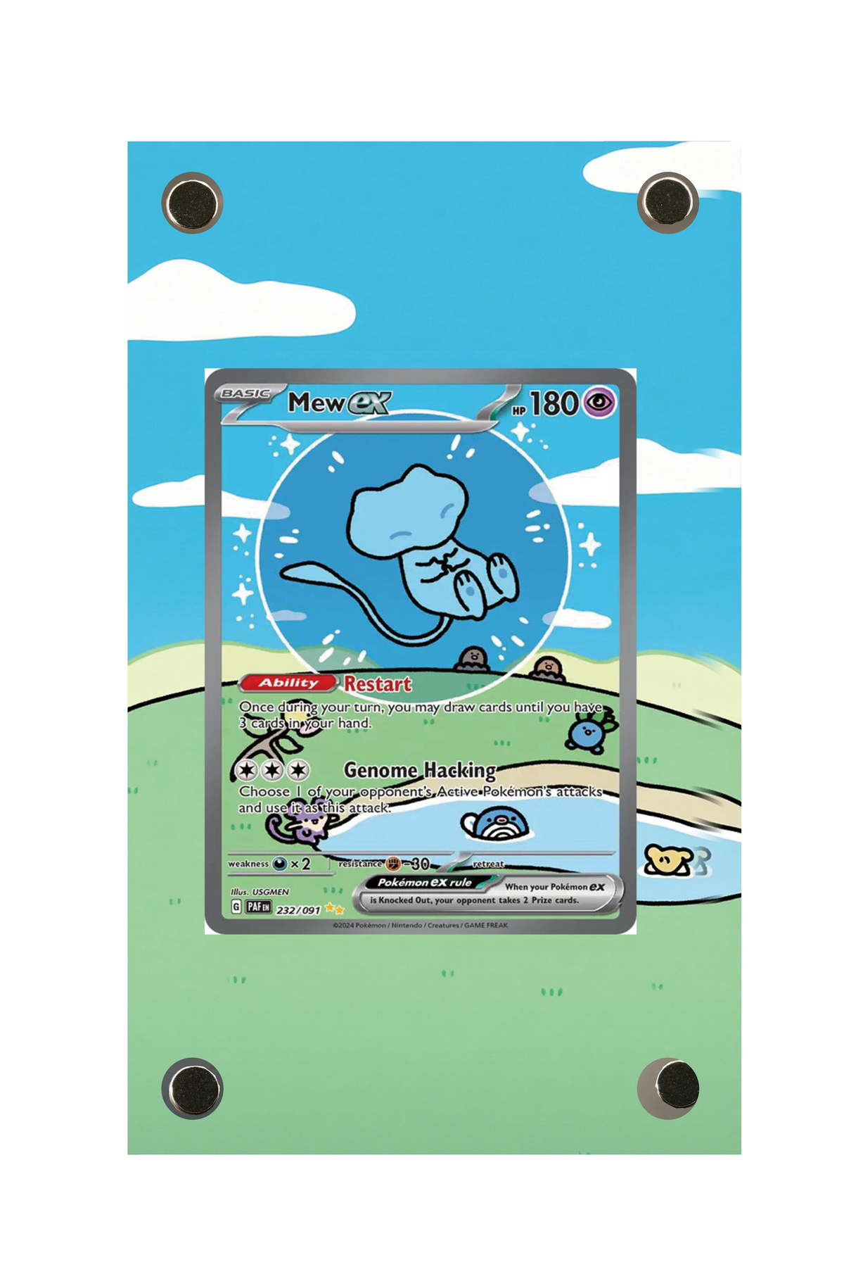 Mew ex Paldean Fates #232/091 Display Frame with matching extended artwork