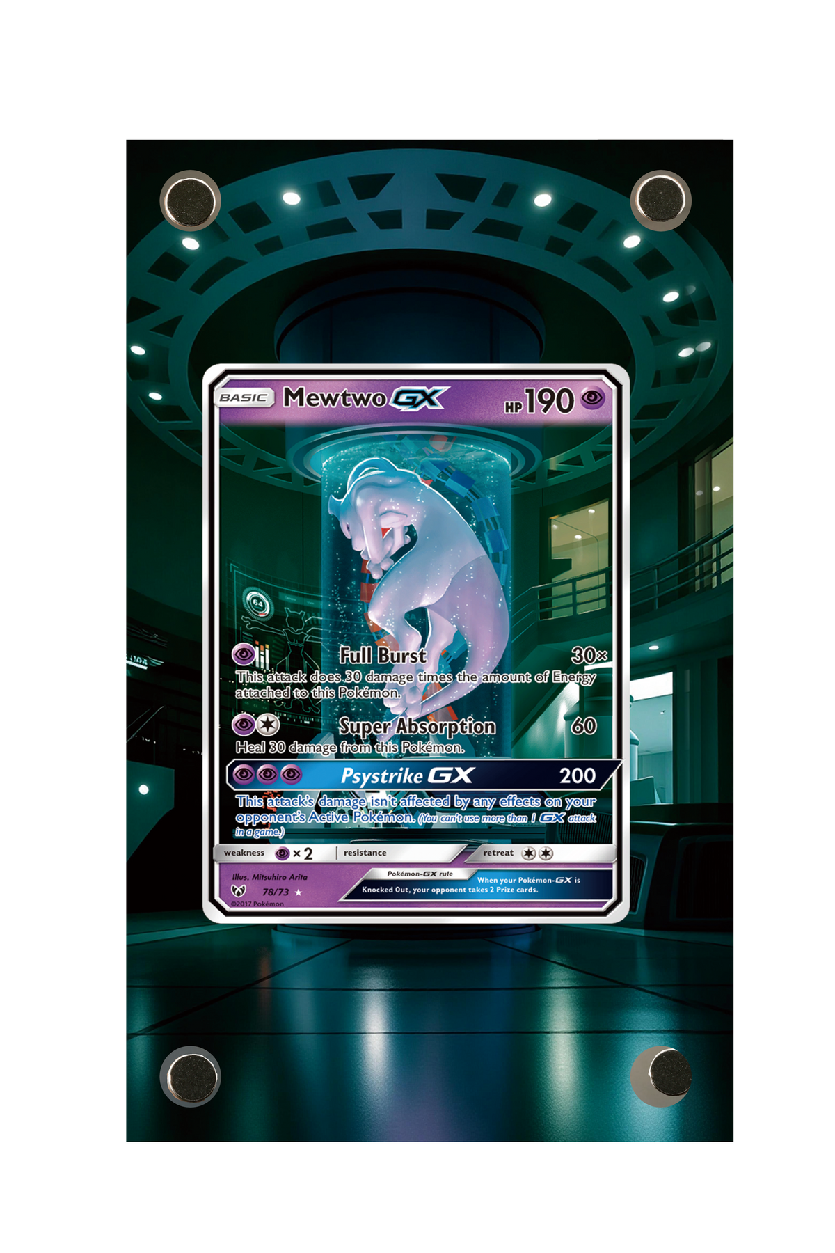 Mewtwo-GX Shining Legends #78/73 Display Frame with matching extended artwork