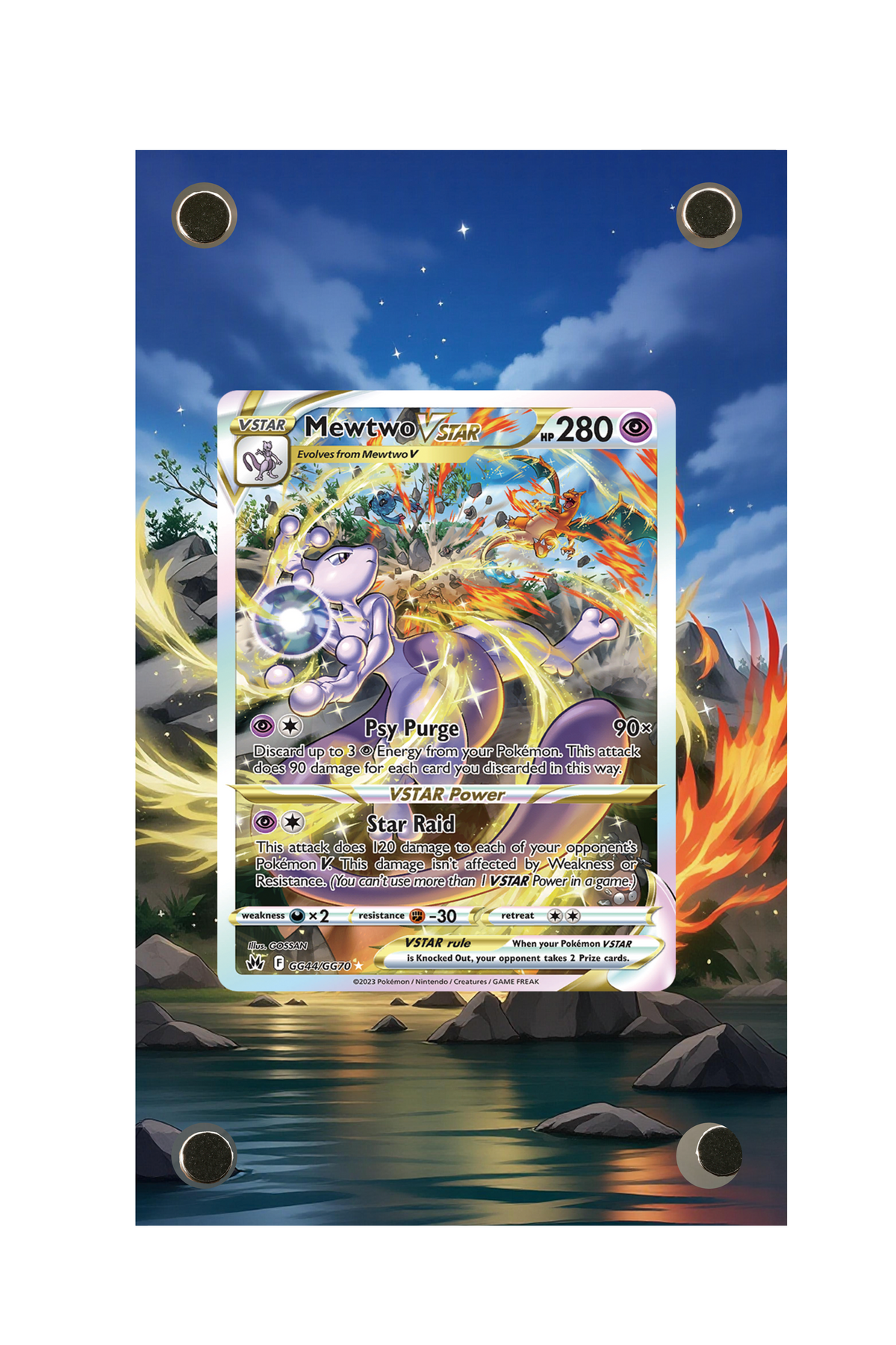 Mewtwo VSTAR Crown Zenith #GG44/GG70 Display Frame with matching extended artwork