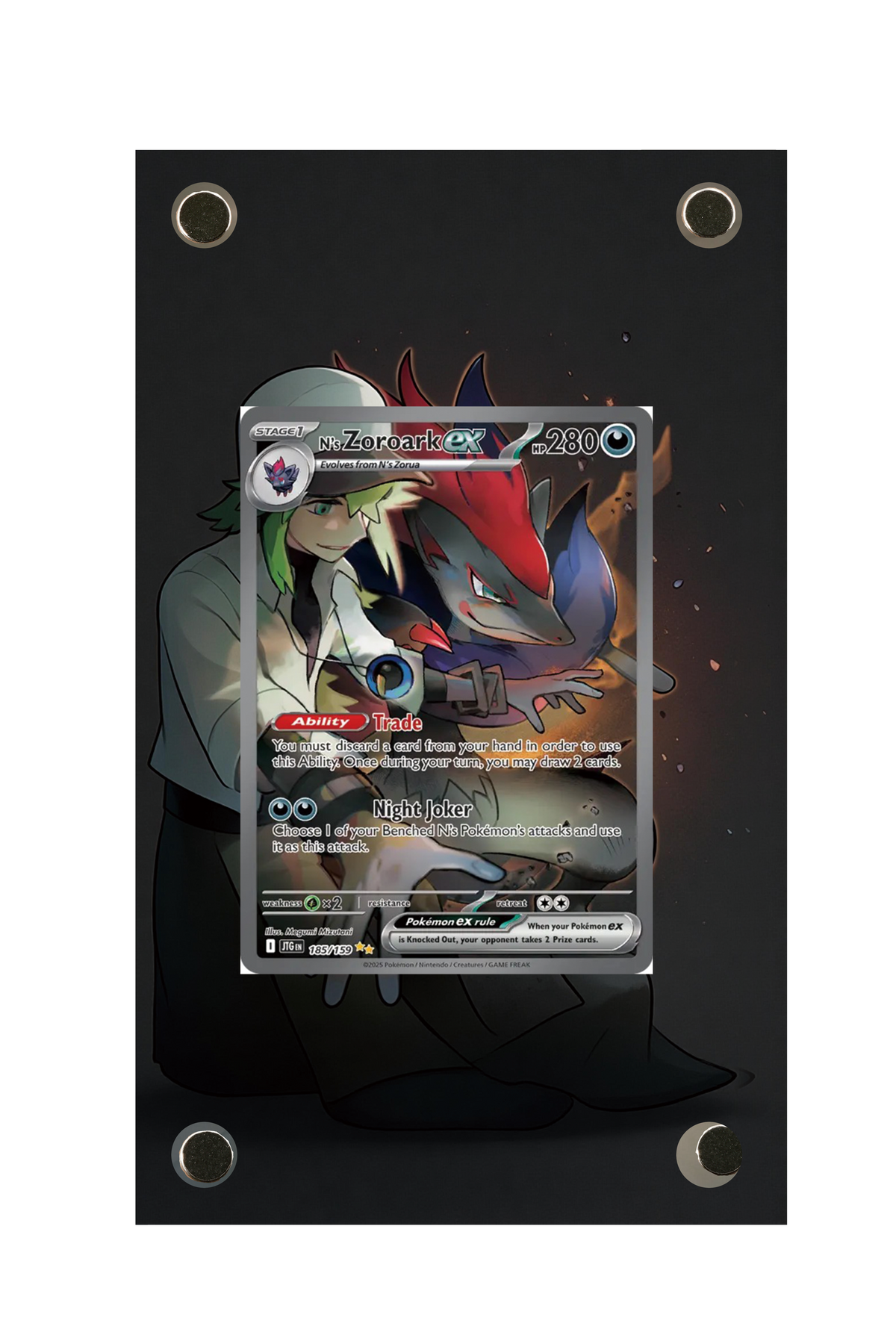 N's Zoroark ex Journey Together #185/159 Display Frame with matching extended artwork