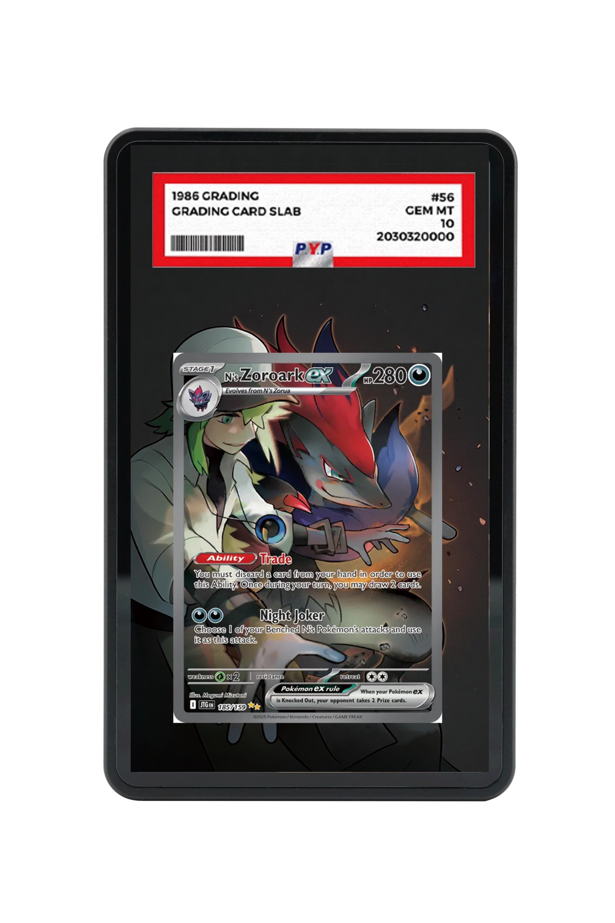 N's Zoroark ex Journey Together #185/159 PSA Grade Case with matching extended artwork