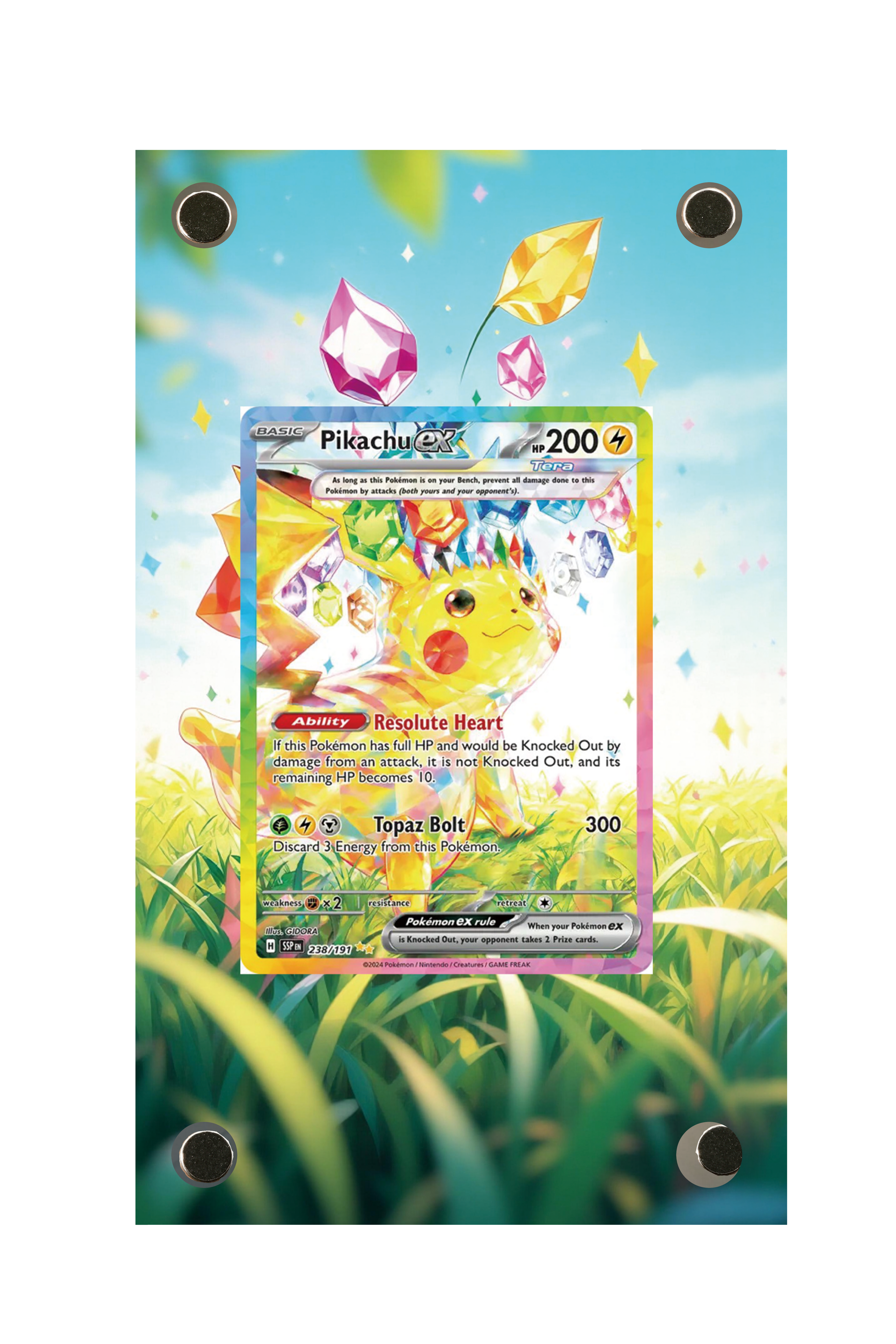 Pikachu ex Surging Sparks #238/191 Display Frame with matching extended artwork