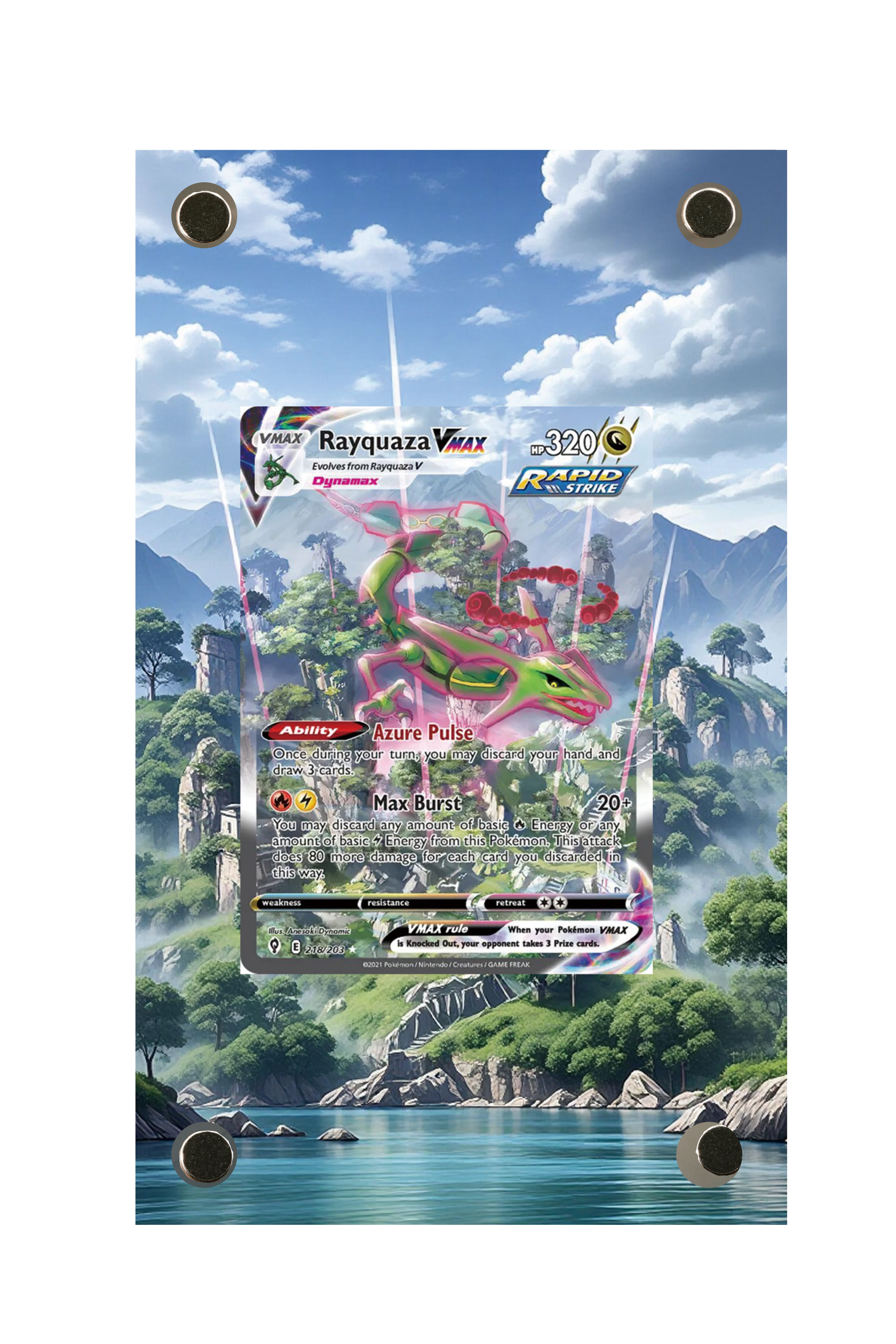 Rayquaza VMAX Evolving Skies #218/203 Display Frame with matching extended artwork