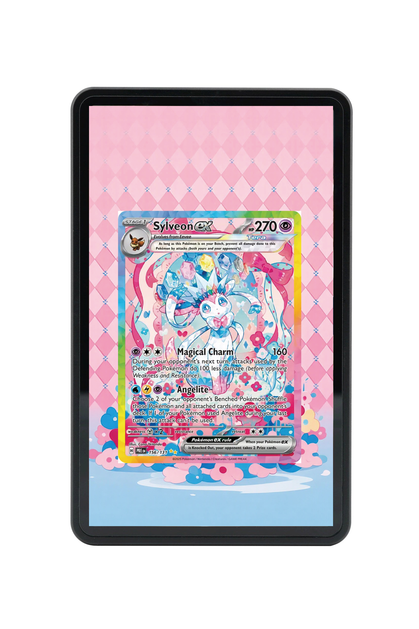 Sylveon ex Prismatic Evolutions #156/131 Magnetic Card Holder with matching extended artwork