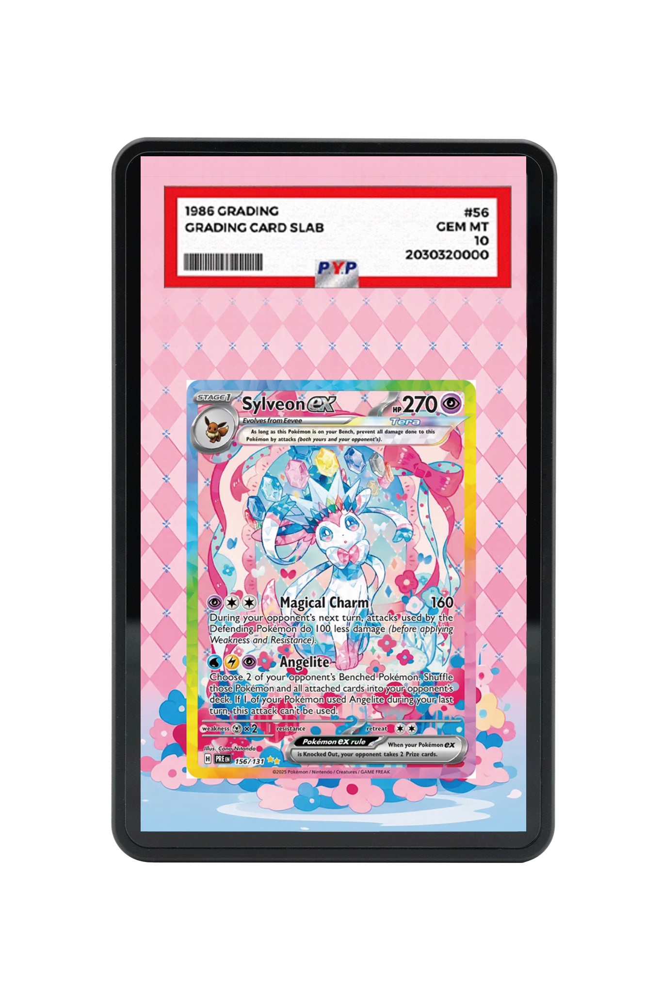 Sylveon ex Prismatic Evolutions #156/131 PSA Grade Case with matching extended artwork