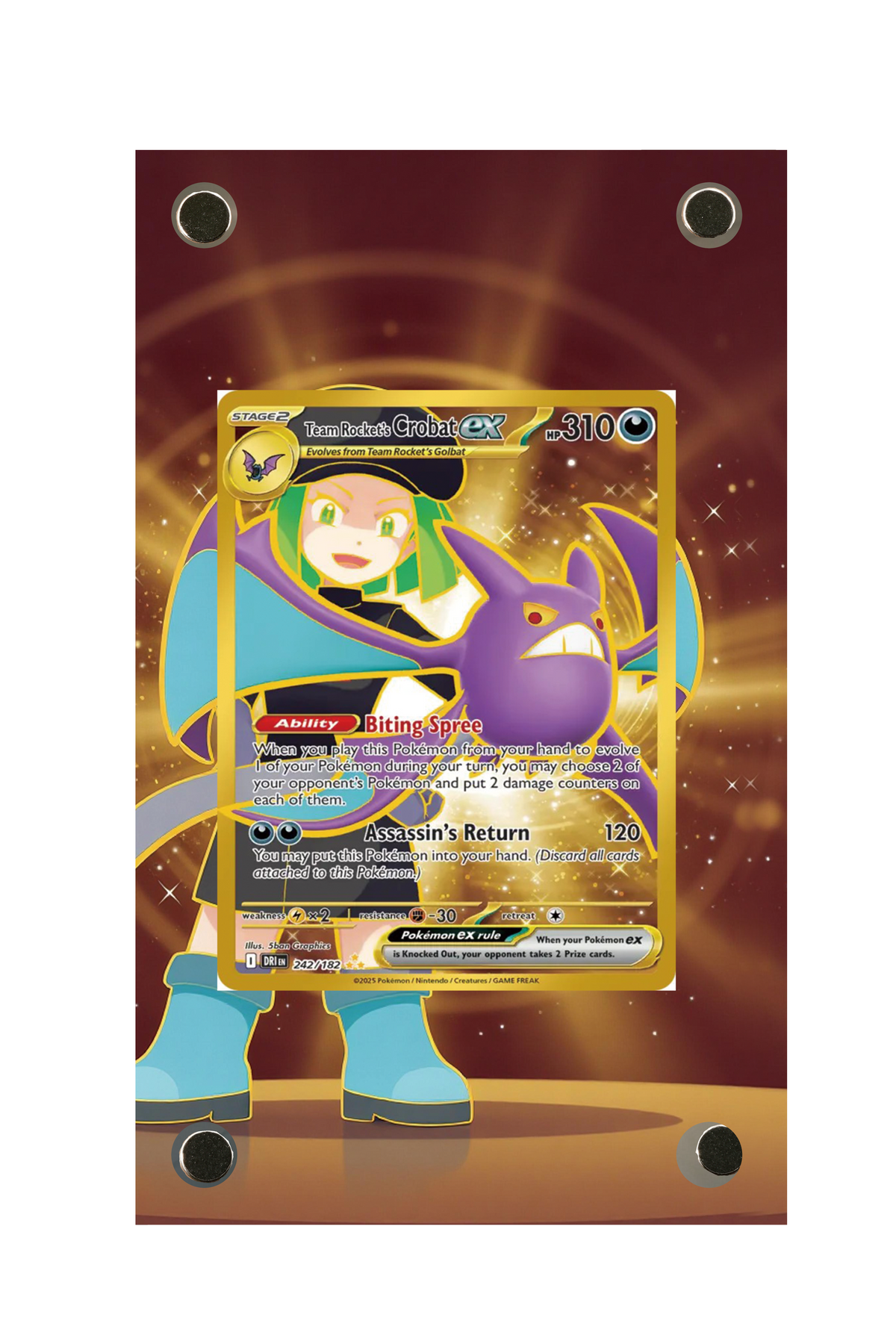 Team Rocket's Crobat ex Destined Rivals #242/182 Display Frame with matching extended artwork