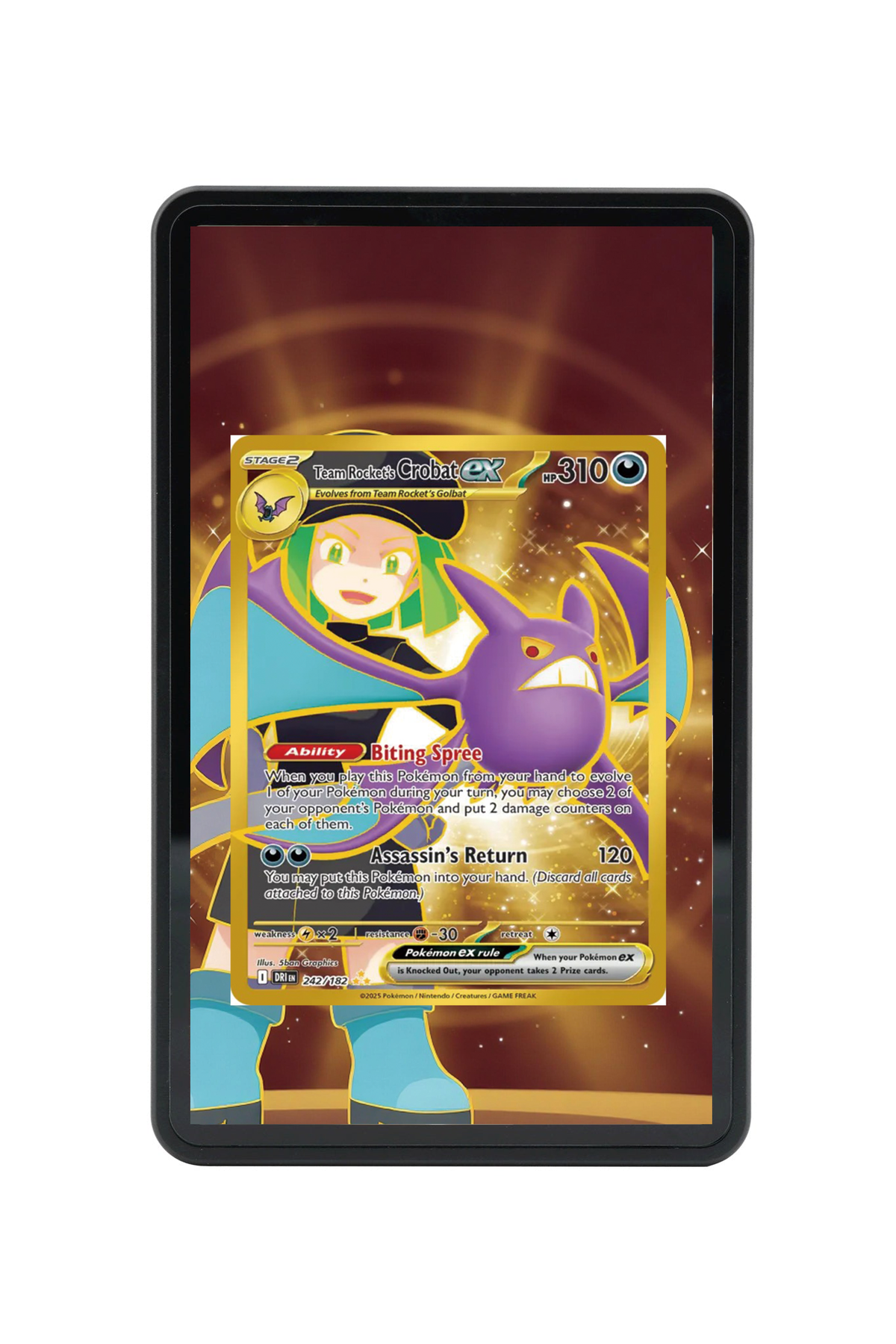 Team Rocket's Crobat ex Destined Rivals #242/182 Magnetic Card Holder with matching extended artwork