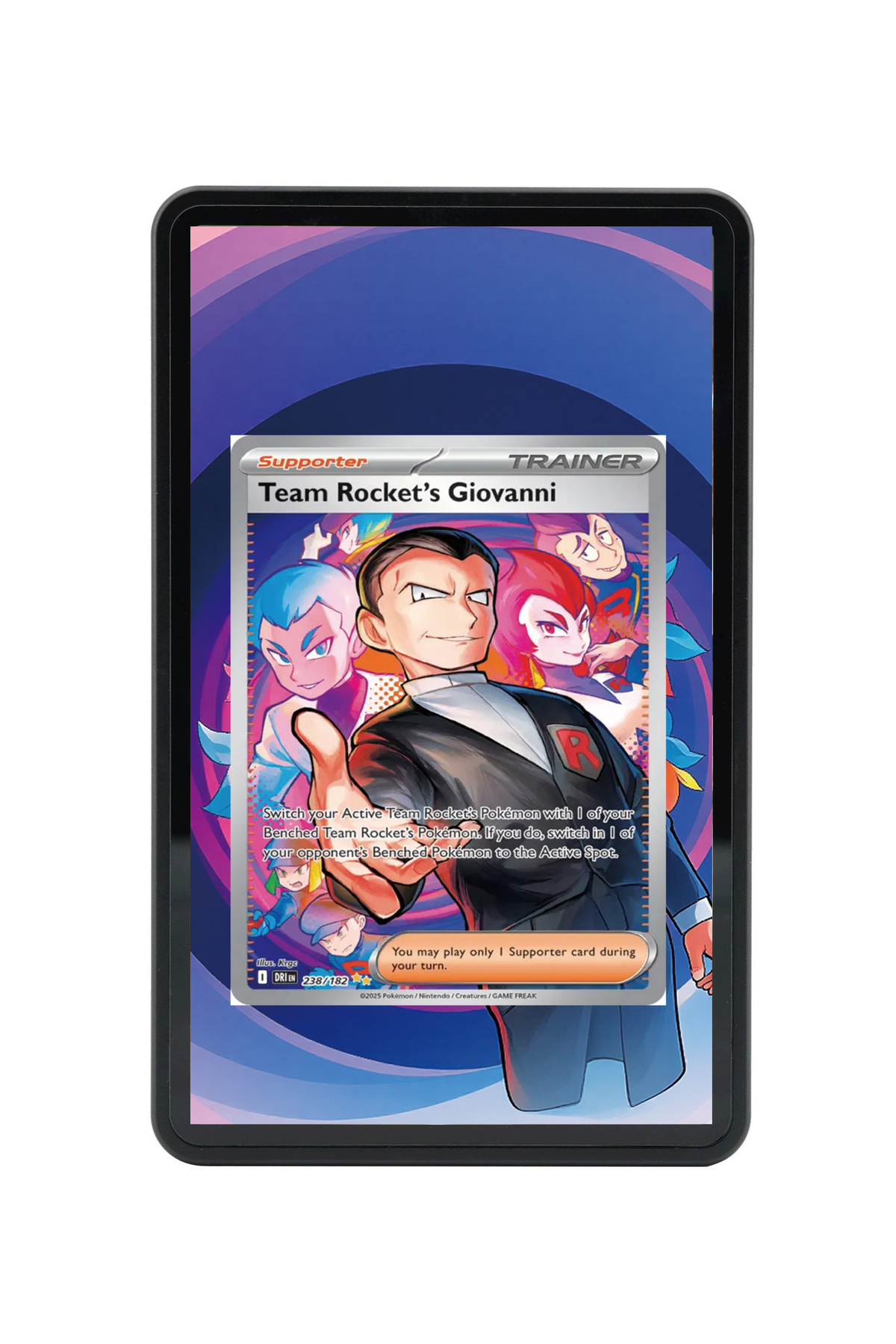 Team Rocket's Giovanni Destined Rivals #238/182 Magnetic Card Holder with matching extended artwork