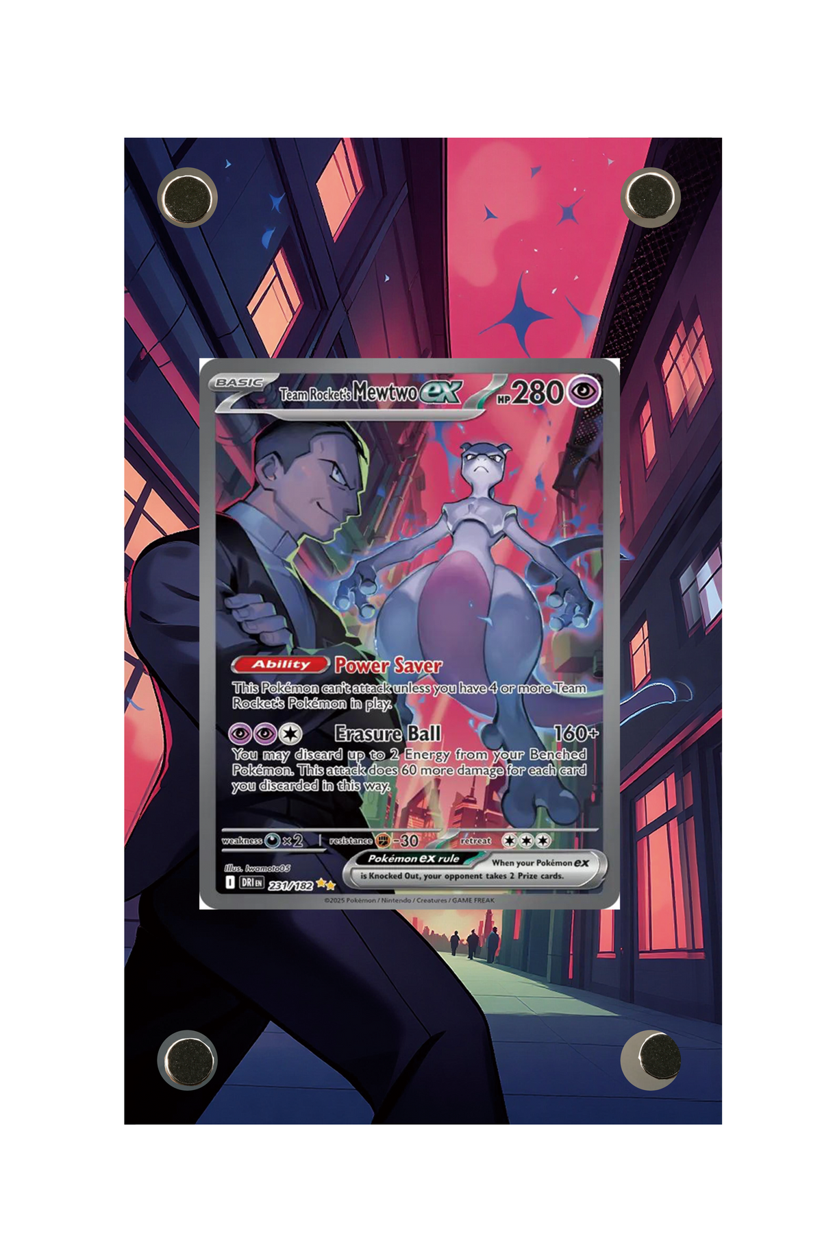 Team Rocket's Mewtwo ex Destined Rivals #231/182 Display Frame with matching extended artwork