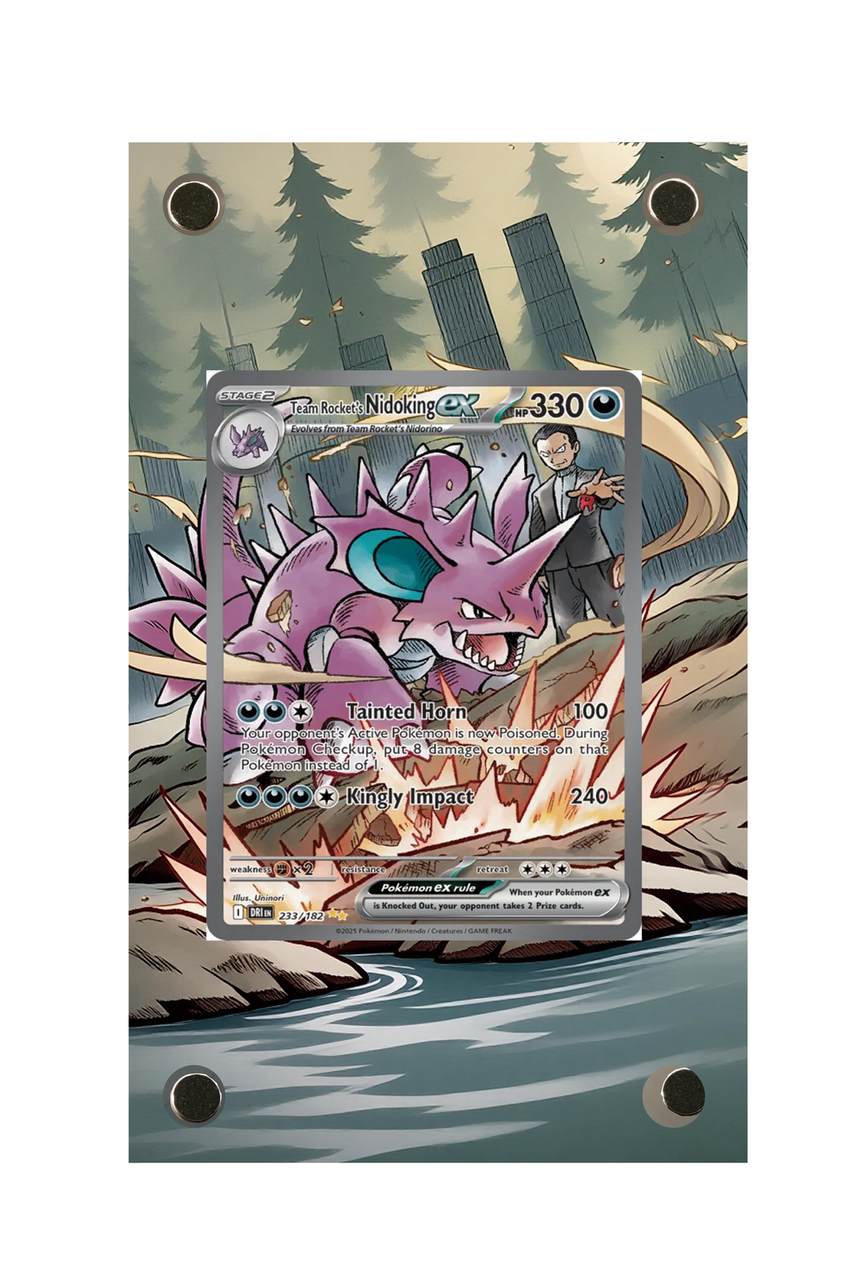 Team Rocket's Nidoking ex Destined Rivals #233/182 Display Frame with matching extended artwork