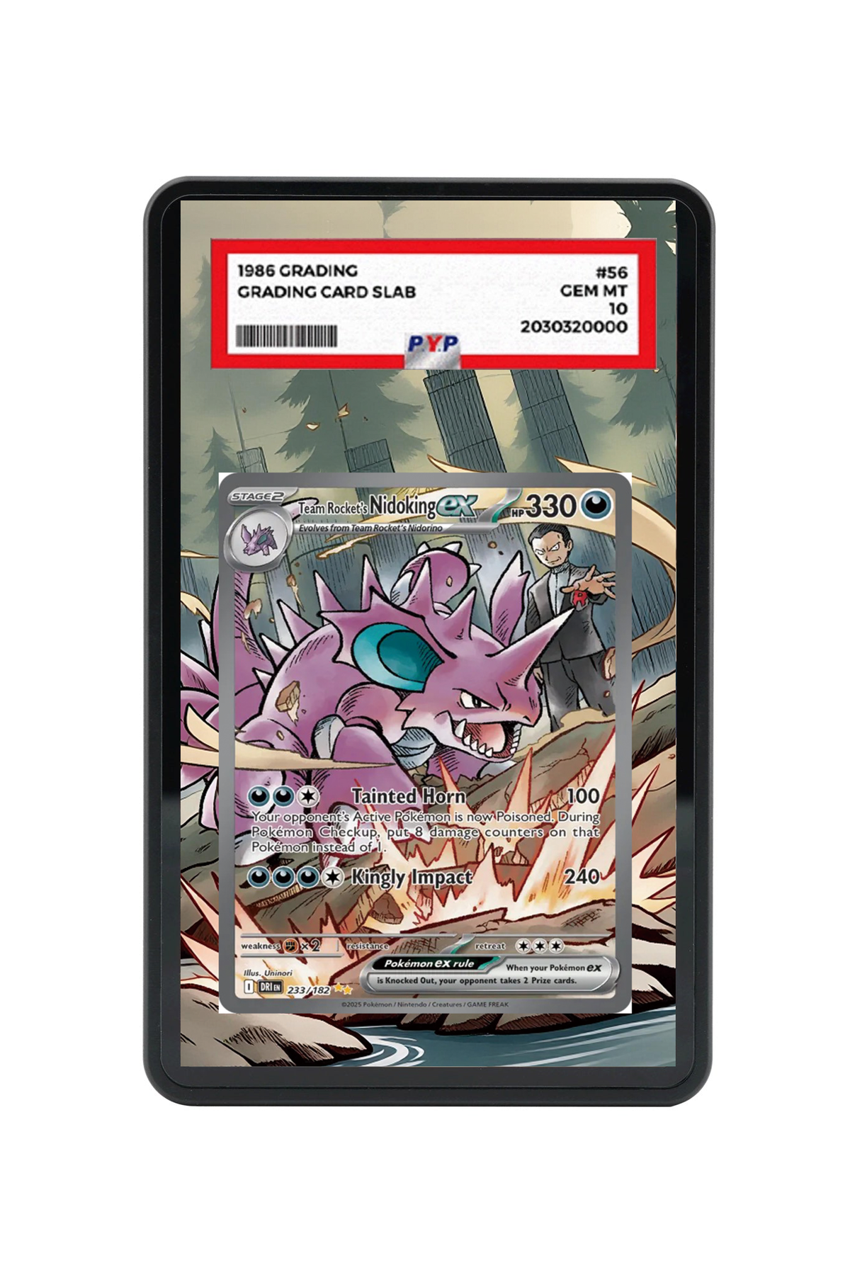 Team Rocket's Nidoking ex Destined Rivals #233/182 PSA Grade Case with matching extended artwork