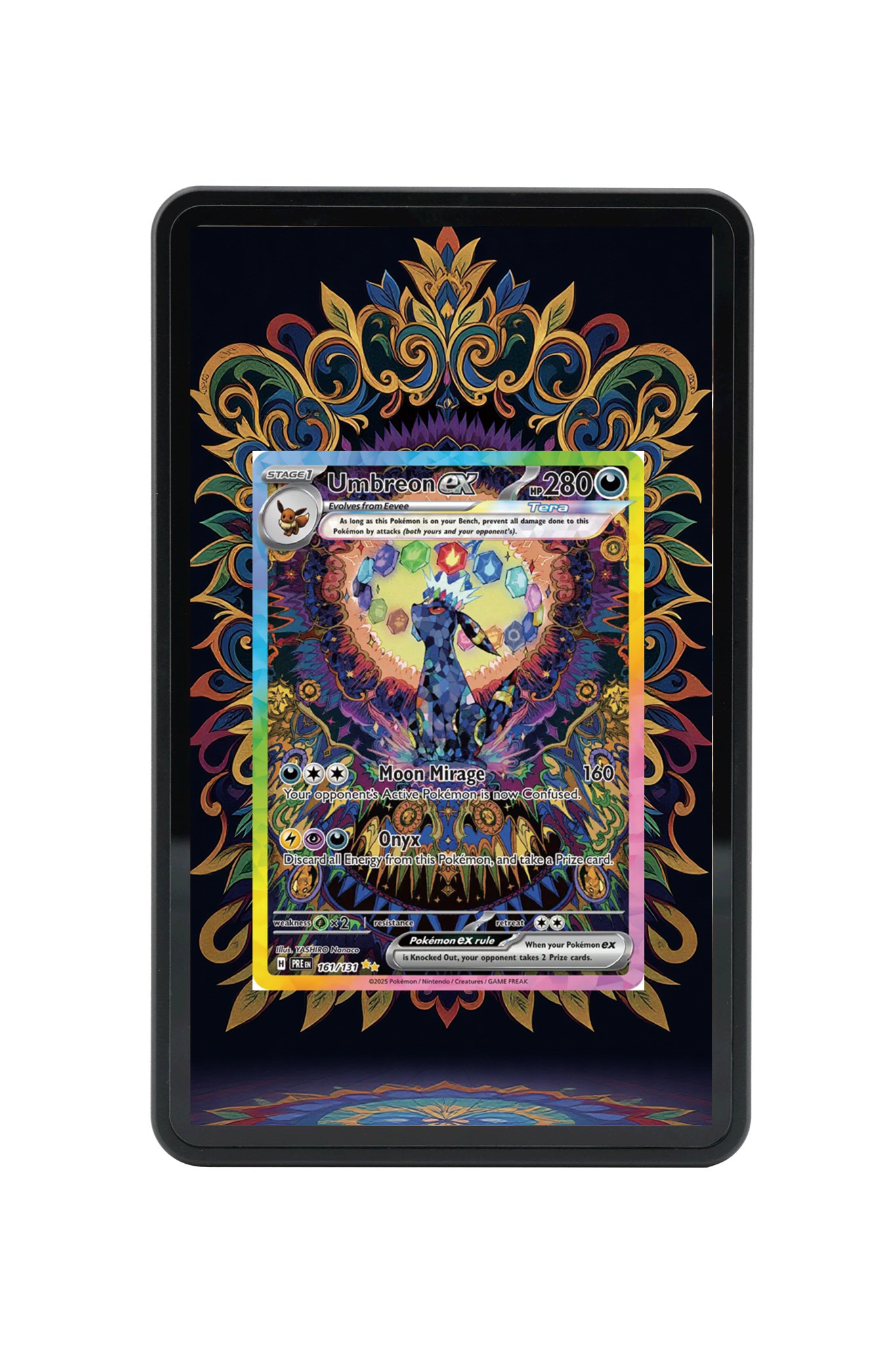 Umbreon ex Prismatic Evolutions #161/131 Magnetic Card Holder with matching extended artwork