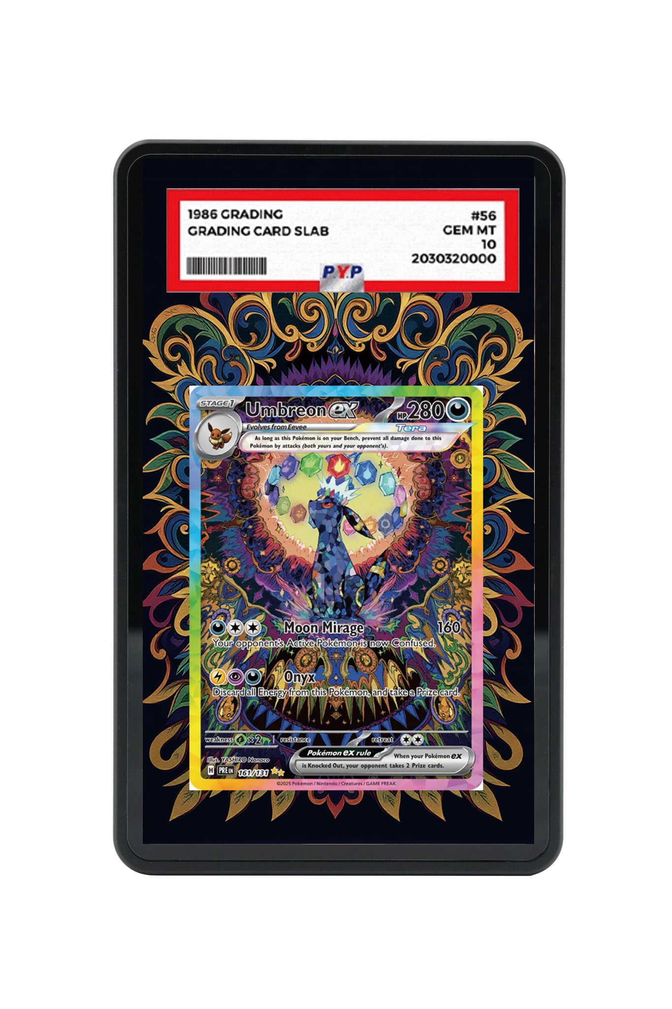 Umbreon ex Prismatic Evolutions #161/131 PSA Grade Case with matching extended artwork