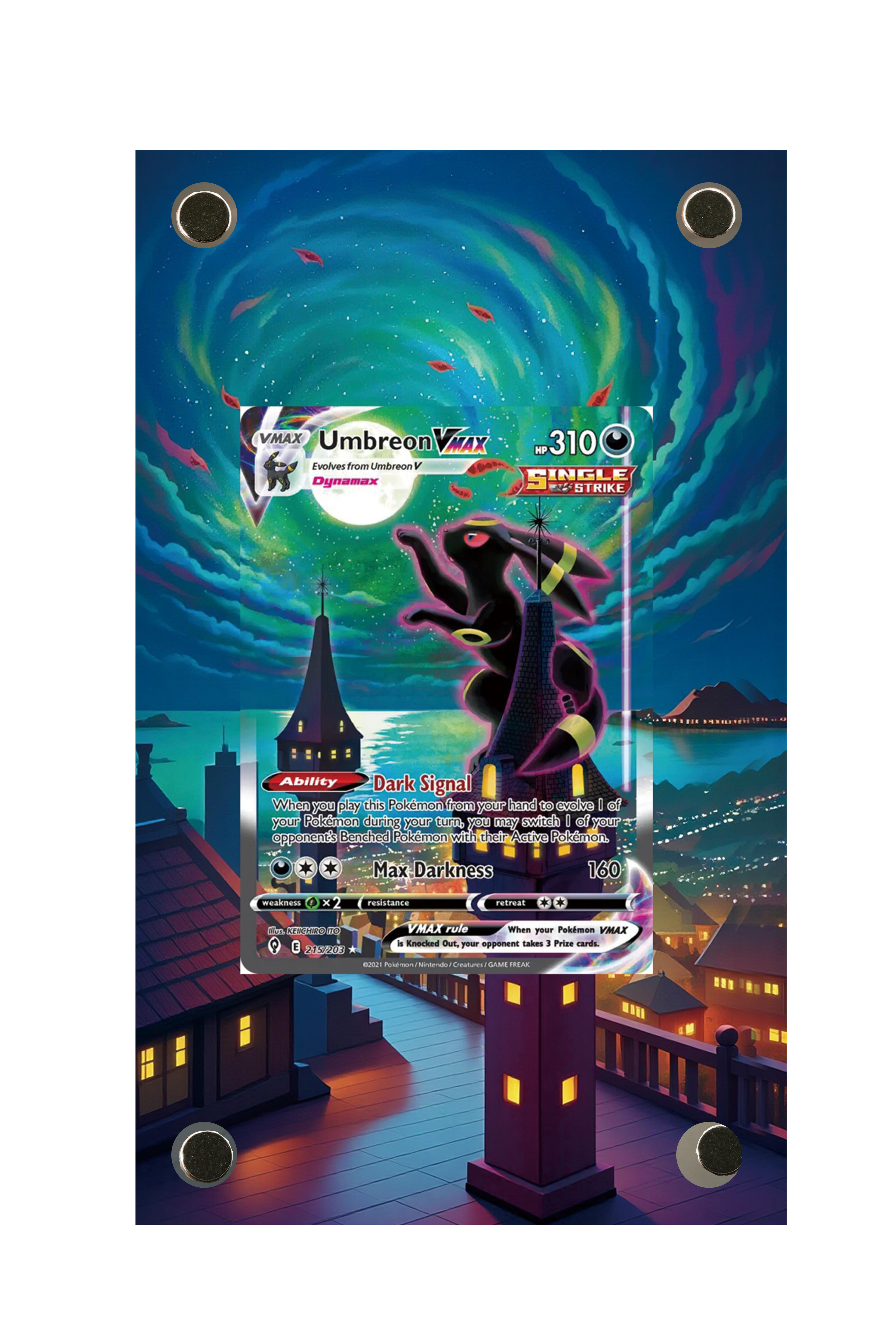 Umbreon VMAX Evolving Skies #215/203 Display Frame with matching extended artwork