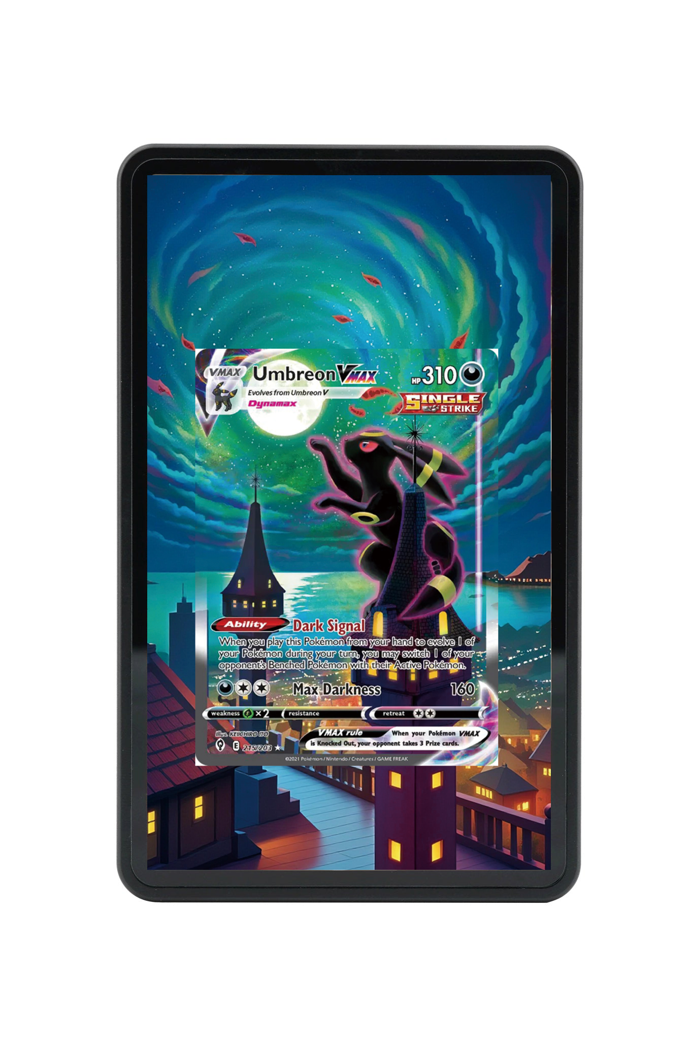 Umbreon VMAX Evolving Skies #215/203 Magnetic Card Holder with matching extended artwork