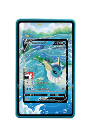Pokémon TCG Vaporeon V Prize Pack Series Cards #SWSH150 Magnetic Card Holder Blue frame with matching extended artwork