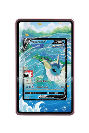 Pokémon TCG Vaporeon V Prize Pack Series Cards #SWSH150 Magnetic Card Holder Pink frame with matching extended artwork