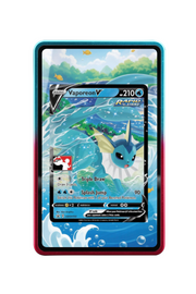 Pokémon TCG Vaporeon V Prize Pack Series Cards #SWSH150 Magnetic Card Holder R & B frame with matching extended artwork