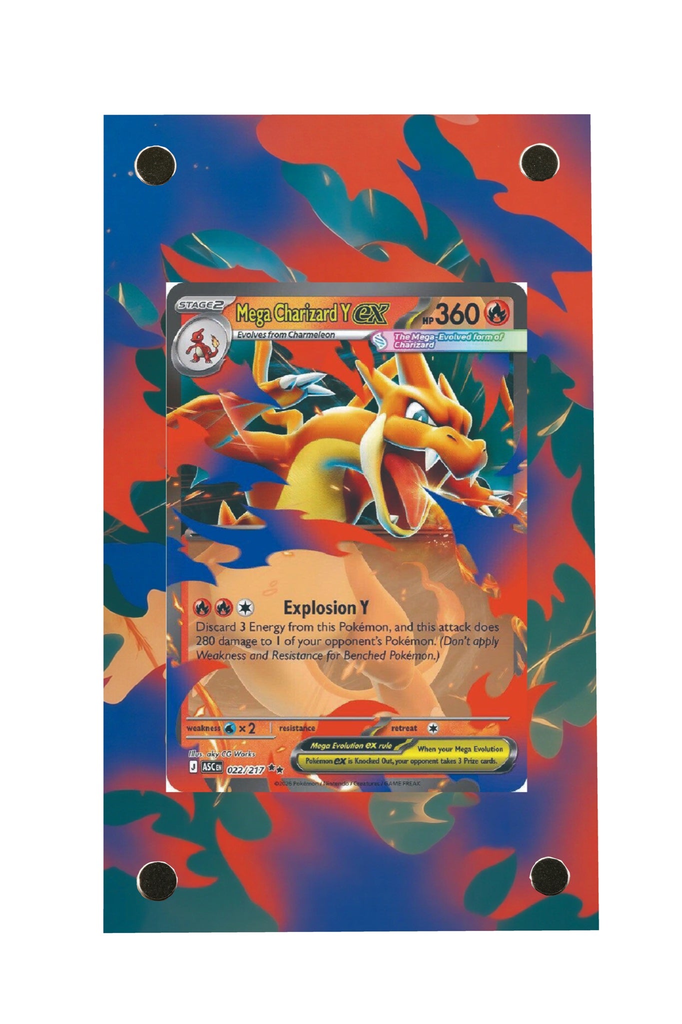 Pokémon TCG Mega Charizard Y ex - 022/217 Ascended Heroes #022/217 Display Frame | Gem Mint Sleeve